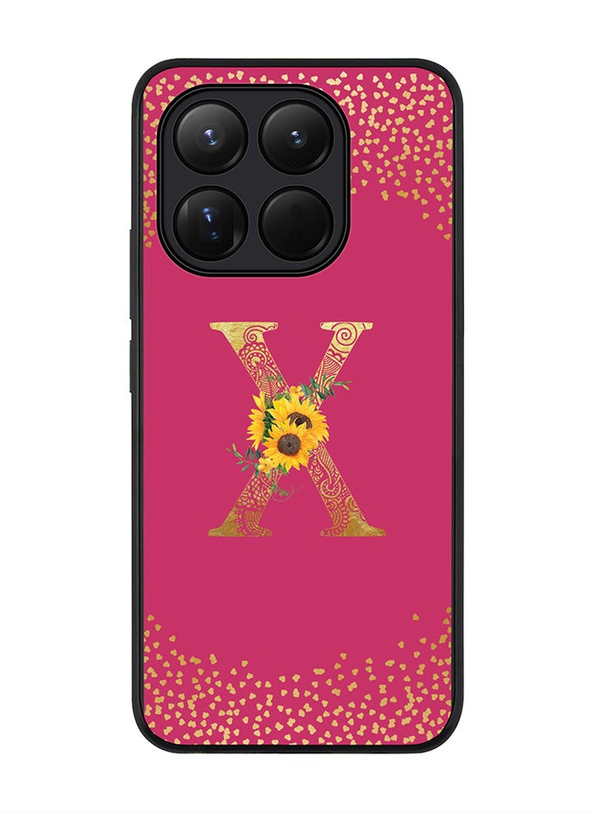 For Xiaomi 15T Case,Slim fit Camera Protection, Shockproof Thin Phone cover  - Custom Floral Monogram - X ( Deep Pink )